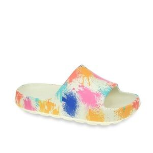 NWT New WONDER NATION Pillow Squishy Slide Sandals White Paint Spray Girl 6